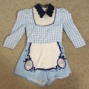 Blue Checker Collar Cat Romper